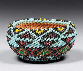 Miniature Native American Beaded Basket c1920s