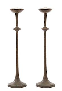 Pair of Tom Corbin Bronze Table Lamp Bases