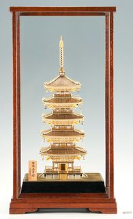 Takehiko Seki Japanese Sterling Silver Pagoda with Case