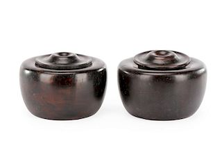 Pair of Chinese Carved Zitan Weiqi Boxes