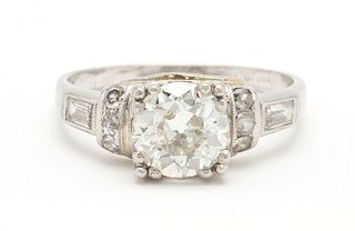 Ladies Art Deco Platinum Diamond Ring