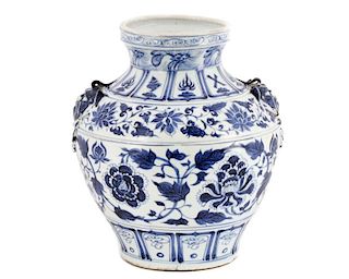 19th C. Yuan Style Porcelain Jar w/ Qilin Handles