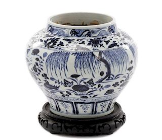 Chinese Porcelain Jar, Underglaze Blue Ducks