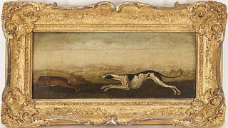 Baroque Hunt Scene Painting of Dog Chasing Rabbit