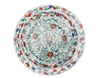 Chinese Famille Rose Shallow Bowl, Qianlong Mark