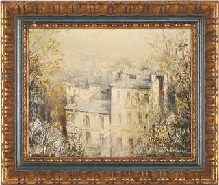 Lucien Delarue O/C Painting, Parisian Street Scene