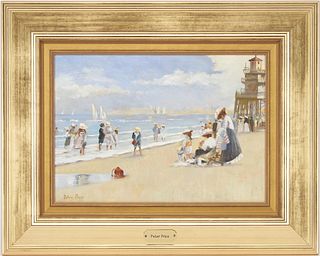 Peter Price O/B Beach Scene Painting with Figures