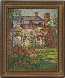 Maude Eggemeyer O/B Painting, House w/ Large Garden