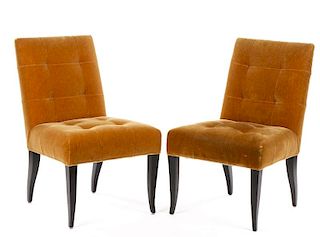 Pair of Eaton Mohair Side Chairs by John Hutton