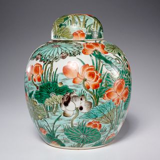 Chinese famille verte porcelain ginger jar