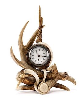 Black Forest Animal Horn Mantel Clock