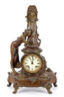 Ansonia Art Nouveau Figural Spelter Clock