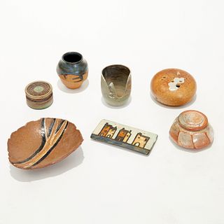Group signed Studio Pottery objects