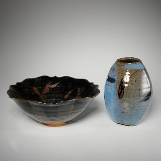 Malcolm Wright, studio pottery bowl & vase