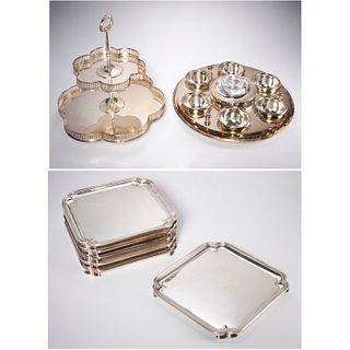 Group elegant silverplate service ware