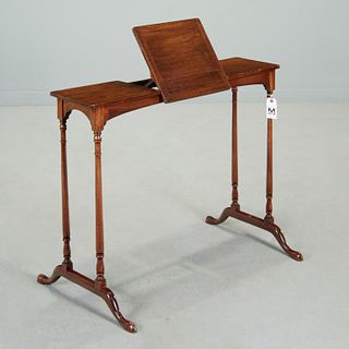 Antique English mahogany trestle reading table