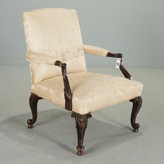 George II style carved mahogany library chair