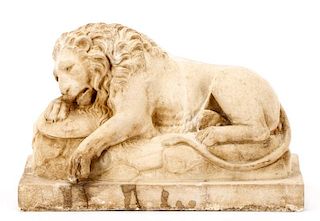 Cast Stone Garden Sculpture, Sleeping Lion