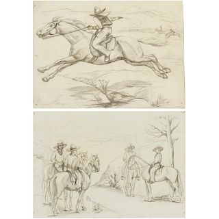 Edward Borein (circle of), (2) Cowboy drawings