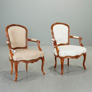 Thomas De Angelis, pair Louis XV style fauteuils