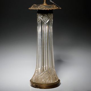 Victorian brilliant cut crystal vase lamp