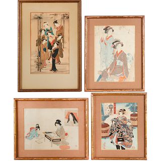 Group (4) Japanese woodblock prints