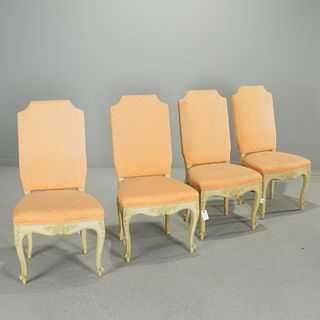Set (4) Louis XV style painted dining chairs