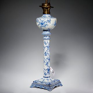French faience columnar banquet lamp