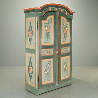 Antique North European painted pine armoire