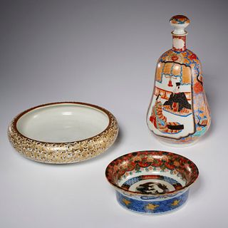 Group (3) Japanese enameled porcelains