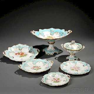 Hand-painted Rococo-style Paris Porcelain Dessert Service