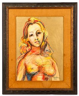 Steffen Thomas 1967 Signed Portrait, Nude Woman