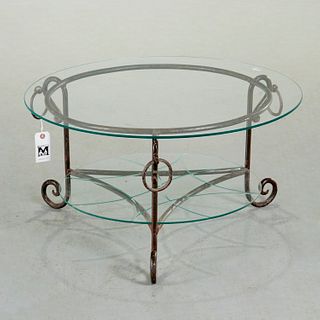 Rene Prou style wrought iron cocktail table