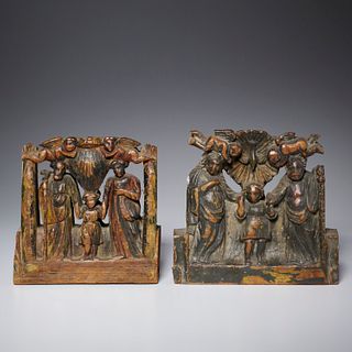 (2) Antique Christian ornamental carvings
