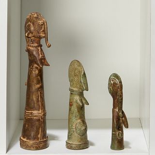 Mossi Peoples, (3) rare bronze Biiga dolls