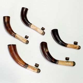 Group (5) African bone & horn tribal trumpets
