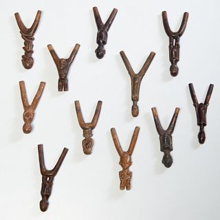 Lobi Peoples, (11) carved wood slingshots