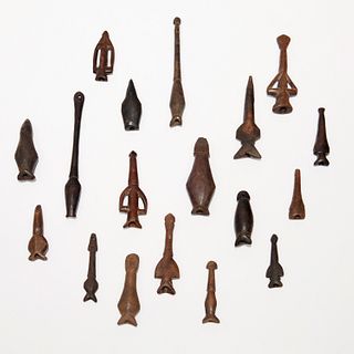 Collection African carved wood whistles and flutes