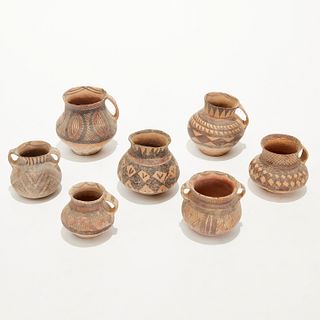(7) small Chinese Neolithic style pottery vessels