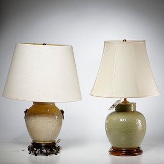 (2) antique Chinese porcelain jar lamps