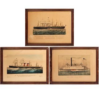 Currier & Ives, (3) steamship lithographs