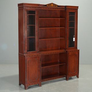 Regency style mahogany bookcase cabinet