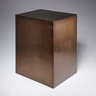 Modernist bronze veneer pedestal or table