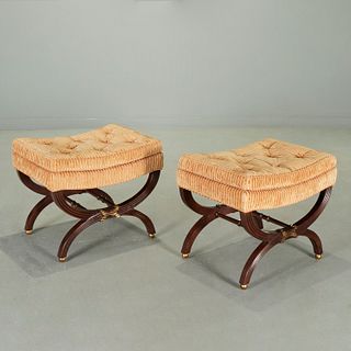 Pair Edward Ferrell curule base stools