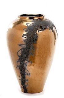 Contemporary Bronze Luster Ceramic Art Floor Vase