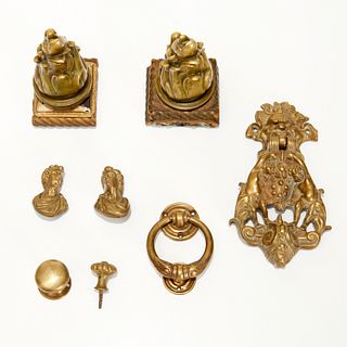 Group antique brass architectural elements