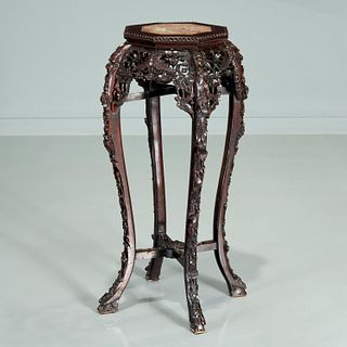 Antique Chinese Export carved hardwood stand
