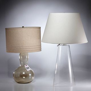 (2) Simon Pearce style modern glass table lamps