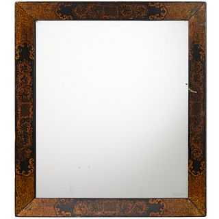 Victorian gold stenciled black lacquer mirror