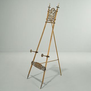 Aesthetic Movement brass folding gallery easel